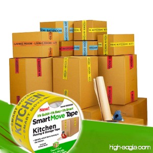 1 Bedroom Labeling Tape Living Room Bedroom Bathroom and Kitchen Color Coded for Easy Organization! 4 Rolls of Tape each roll 2 x 30 yards. Let's Make moving Easy! - B007PBKDJ0