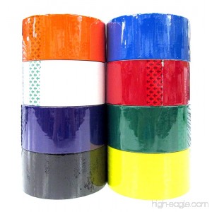 8 Colored Packing Tape Set (Black White Orange Yellow Green Purple Red Blue) 1.88 x 164 Feet per Roll - B01HOZ82OY