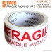 Fragile Handle with Care Packing tape 5 Pack- 1.88 inches x 72 Yards (48mm x 66m) for Shipping Packaging Tape 5 Roll Pack - B079WZF8M5
