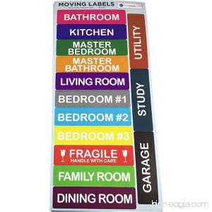 Packing Labels for Moving Supplies Color Coding Home Moving Stickers for Box Storage and Organizing each Room Packing List Tape Labels for Storage Organizer Box - B06X6GCNMG
