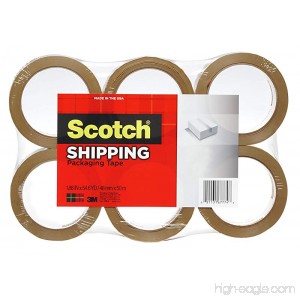 Scotch Lightweight Shipping Packaging Tape 1.88 Inches x 54.6-Yards Tan 6 pack (3350T-6) - B004E2VWCK
