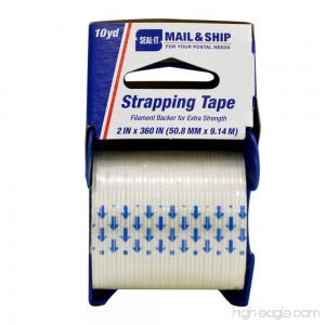 Seal-It Mail & Ship Strapping Tape 2 Inches x 360 Inches White with Palmguard Dispenser - B0017UB4OS