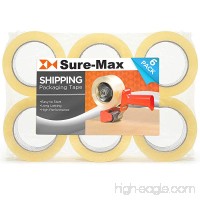 Sure-Max 6 Rolls Extra-Wide Shipping & Packing Tape (3" x 110 yard/330' each) - Moving & Adhesive Carton Sealing - 2.0mil Clear - B00RPG4G52