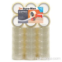 Sure-Max Premium Carton Packing Tape 2.0 mil 165 Feet (55 yards) - Clear - 1 Case (36 Rolls Total) - B00D3P7HQY