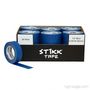30 Roll Case 1.5 x 60yd STIKK Blue Painters Tape 14 Day Clean Release Trim Edge Finishing Masking Tape (1.44 IN 36 MM) - B079F2NXTW