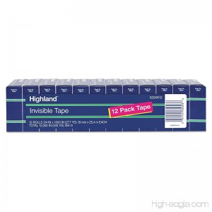 Highland 6200K12 Invisible Permanent Mending Tape 3/4 x 1000 1 Core Clear 12/Pack - B00CRE0KCU