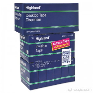 Highland Invisible Permanent Mending Tape 3/4 x 1000 1 Core Clear 12/Pack (6200K12DVP) - B00E7LHREK