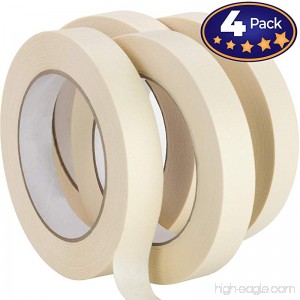 Nova Supply 3/4 in Pro-Grade Masking Tape. 60 Yard Roll 4 Pack = 240 Yards of Multi-Use Easy Tear Tape. Great for Labeling Painting Packing and More. Adhesive Leaves No Residue. - B078TKBPM7