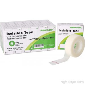 Polar Bear economical Invisible Tape 3/4x1296 6pcs/Pack - B01GYIUZQA