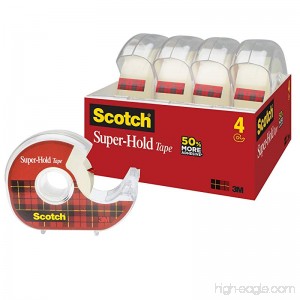 Scotch Super-Hold Tape 3/4 in x 650 in 4 Dispensers (4198) - B07CB6F1BB