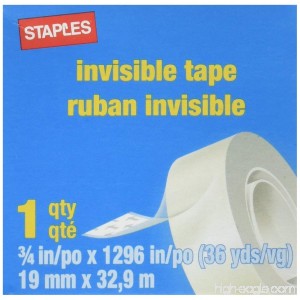 StaplesÂ Invisible Tape 3/4 x 1296 1 Core 6 Pack - B003N4X84A