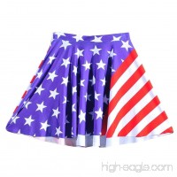 Hmlai Clothes for Fourth of July Women American Flag Print Casual Stretch High Waist Pleated Skater Mini Skirt - B07CWL1Z18