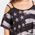 Hmlai Clothes for Fourth of July Women Plus Size Cold Shoulder Strapless American Flag T-shirt Blouse Top - B07D6HGFC2