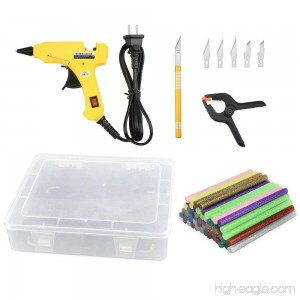 Hot Mini Yellow Glue Gun with Stand 60pcs 7mm Color Sticks Hobby Knife Carving Graver Manual Tight Clips PP Storage Box Case Kit Set for Handcraft Beginner 69pcs - B0736V8Y6K