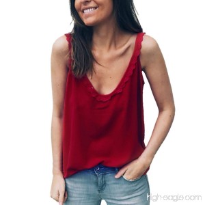 Paymenow Loose Vest Tops for Women Summer V Neck Lace Patchwork Casual Tank Tops Sexy Shirts - B07DC3ZB4X