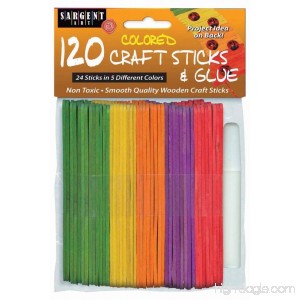 Sargent Art 35-1435 120-Count Colored Craft Sticks with Glue - B001PF75AW