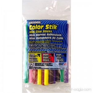 Surebonder CO-12V Mini All Temperature Colored Glue Stik-12 glue sticks-4 length 5/16 diameter - B00178QQGG