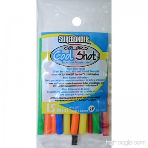 Surebonder CS-15VC Super Low Temperature Cool Shot Assorted Color Mini Glue Stick 4-Inch x .27-Inch 15 sticks - B00C1LX864