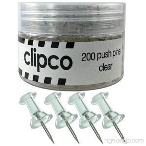 Clipco Push Pins Jar (200-Count) (Clear) - B072BXP1TX