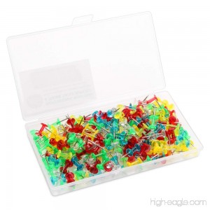 Color Thumb Tacks 200-Count Standard Push Pins Steel Point and Transparent Plastic Head - B078FH4WKX