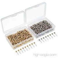 eBoot 800 Pieces Map Tacks Push Pins Round Plastic Head with Stainless Steel Point  0.16 Inch Head  Gold and Silver - B06W54MXMJ