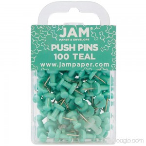 JAM Paper Push Pins - Teal PushPins - 100/Pack - B01N6UOC77
