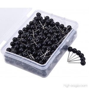 JoyFamily Map Tacks Push Pins 1/ 5 Inch Round Plastic Head with Stainless Steel Point 300 pieces (Black) - B01N1M48Y7