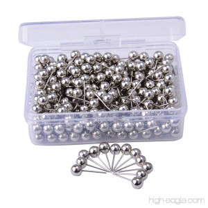 JoyFamily Map Tacks Push Pins with 1/ 5 Inch Round Plastic Head and Steel Point 300 PCS (Silver) - B0722L1XH9