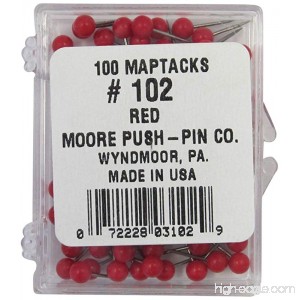 Moore Push-Pin Map Tacks Red 100 Tacks per Pack - B000TTPJOO
