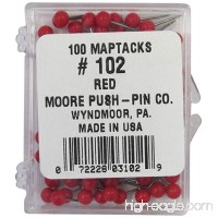 Moore Push-Pin Map Tacks  Red  100 Tacks per Pack - B000TTPJOO