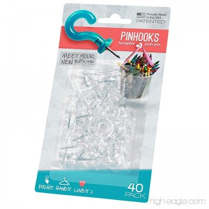 Pinhooks Value 40-Pack Klear Kindness Push Pin Wall Hooks Transparent - B00BIX4C9S