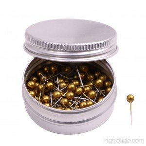 PTC Office 1/8 Inch Diameter Small Decorative Map Tacks Plastic Head Push Pins with Steel Point (Gold 100PCS) - B01N78T833