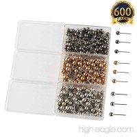 SUBANG 600 Pieces Map Tacks 1/8-Inch Retro Metallic Color Beads Head Marking Push Pins  3 Colors - B076MYFPHK