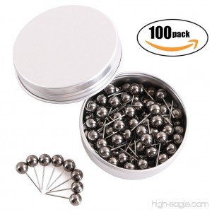 Tupalizy 100PCS 1/4 inch Small Round Head Map Tacks Pins for Home Office Bulletin Cork Board Use and DIY Craft Project (Black Silver) - B076CW4116