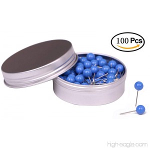 Tupalizy 100PCS 1/4 inch Small Round Head Map Tacks Pins for Home Office Bulletin Cork Board Use and DIY Craft Project (Blue) - B06ZZVX17Q