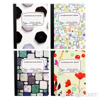 4-Pack Composition Notebook  9-3/4" x 7-1/2"  Wide Ruled  100 Sheet (200 Pages)  Weekly Class Schedule and Multiplication/Conversion Tables on Covers - Styles: Tiles  Flowers  Shapes  Spots (4-Pack) - B07D843X6P