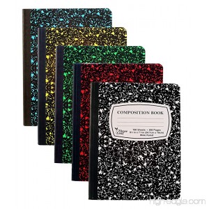 5-Pack Composition Notebook 9-3/4 x 7-1/2 Wide Ruled 100 Sheet (200 Pages) Weekly Class Schedule and Multiplication/Conversion Tables - Colors: Black Red Green Yellow Blue. (5-Pack) - B07D84RKW5