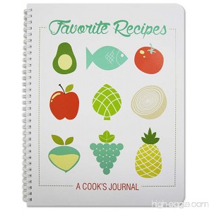 BookFactory Recipe Book / Recipe Journal / Notebook / Blank Cook Book - 150 Total Recipe Pages (8 1/2 X 11) 75 Individual Recipes Translux Cover Wire-O Binding (JOU-150-7CW-A(Recipe Journal)) - B00RU639LO