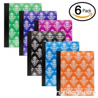 Emraw Damask Composition Book Wide Ruled Paper 100 sheet Meeting Notebook Journals Office Dairy Note Books Hard cover Assorted Color School Writing Book Pack of 6 - B07DP6J3XJ
