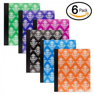 Emraw Damask Composition Book Wide Ruled Paper 100 sheet Meeting Notebook Journals Office Dairy Note Books Hard cover Assorted Color School Writing Book Pack of 6 - B07DP6J3XJ