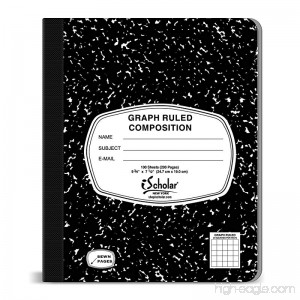 iScholar Composition Book 100 Sheets 5 x 5 Graph Ruled 9.75 x 7.5-Inches Black Marble Cover (11100) - B005EEP46M