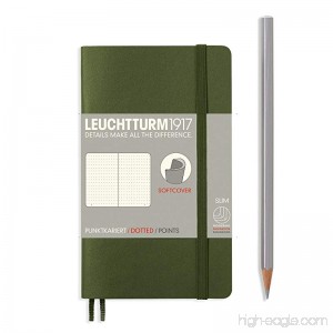 LEUCHTTURM1917 Soft Cover Small (A6) Slim Pocket Notebook Army Green Dotted - B01N6HQACD