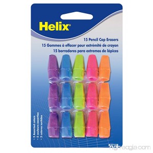 Helix Pencil Cap Erasers Assorted Colors Pack of 15 (37158) - B00AJ3FJ90