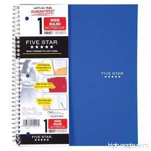 Five Star Spiral Notebook 1 Subject Wide Ruled Paper 100 Sheets 10-1/2 x 8 Cobalt Blue (72023) - B003O2RXME