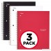 Five Star Spiral Notebooks 1 Subject College Ruled Paper 100 Sheets 11 x 8-1/2 Black Blue Red 3 Pack (73055) - B00P9U6FC8