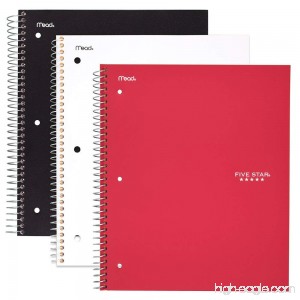 Five Star Spiral Notebooks 1 Subject College Ruled Paper 100 Sheets 11 x 8-1/2 Black Blue Red 3 Pack (73055) - B00P9U6FC8