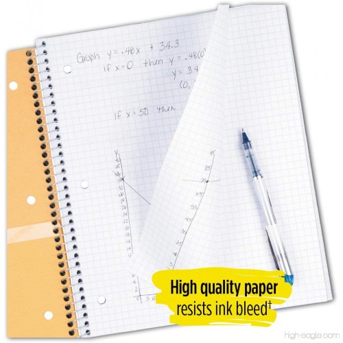 06190 100 Sheets 4 Pack Five Star Spiral Notebook Color Will Vary Graph Ruled Paper 11 x 8-1/2 1 Subject