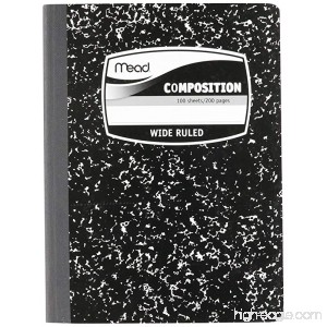 MEA09910 - Sewn Black Marble Cover Composition Book with Wide Rule 11/32 100 Sheet Media Size: 7.5 x 9.75 - B0011DH3SM