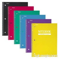 Mead Spiral Notebook  1 Subject  Wide Ruled Paper  70 Sheets  10-1/2" x 7-1/2"  Plastic  Green  Blue  Black  Red  Purple  Yellow  6 Pack (38966) - B072HV8TQ9