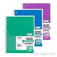 Mead Spiral Quad Ruled Notebook  1 subject 5 squares per inch 100 Sheets  3 Pack - B07BBQBY74